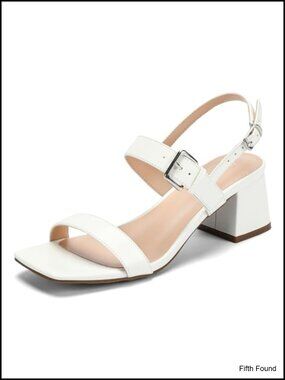 Wide Width Heeled Sandals Square Open Toe Ankle Strap 2-Inch Block Heel